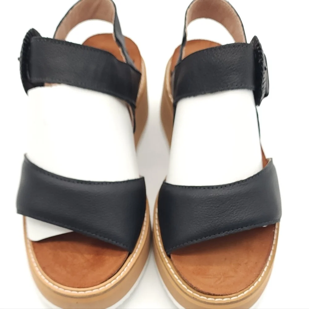 NAOT Crepe Black Soft Leather Platform Chunky Sandal Women's Size 7 - Picture 7 of 12